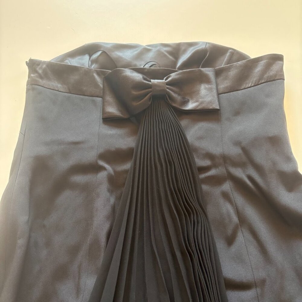 Escada Silk Strapless Black Back Bow Pleated Laser Cut out Prom Dance Wedding - Picture 7 of 11